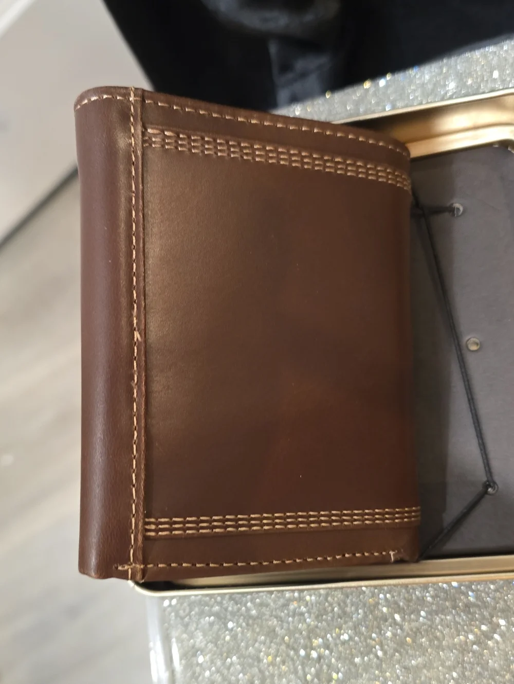 Carhartt Leather Triple-Stitched Passcase Wallet- Dark Brown